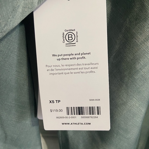 Athleta Top Womens Green Urbanite Printed Button Up Long Sleeve Collared Work - Picture 4 of 4